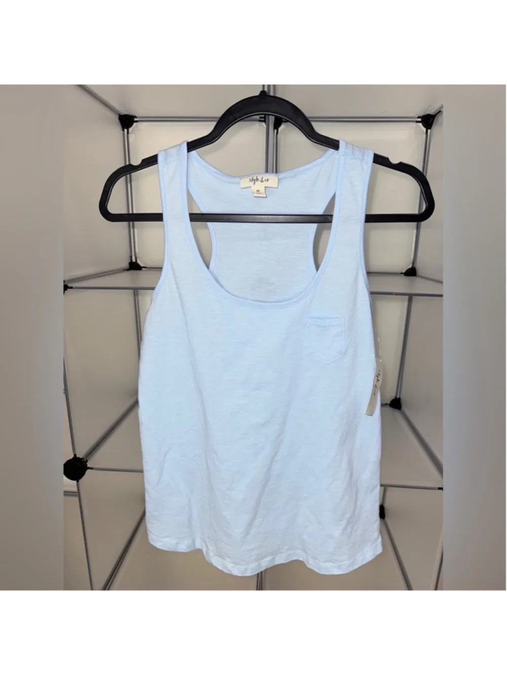 Style & Co Women's Round Neck Razorback Tank Top Light Blue Size XS New